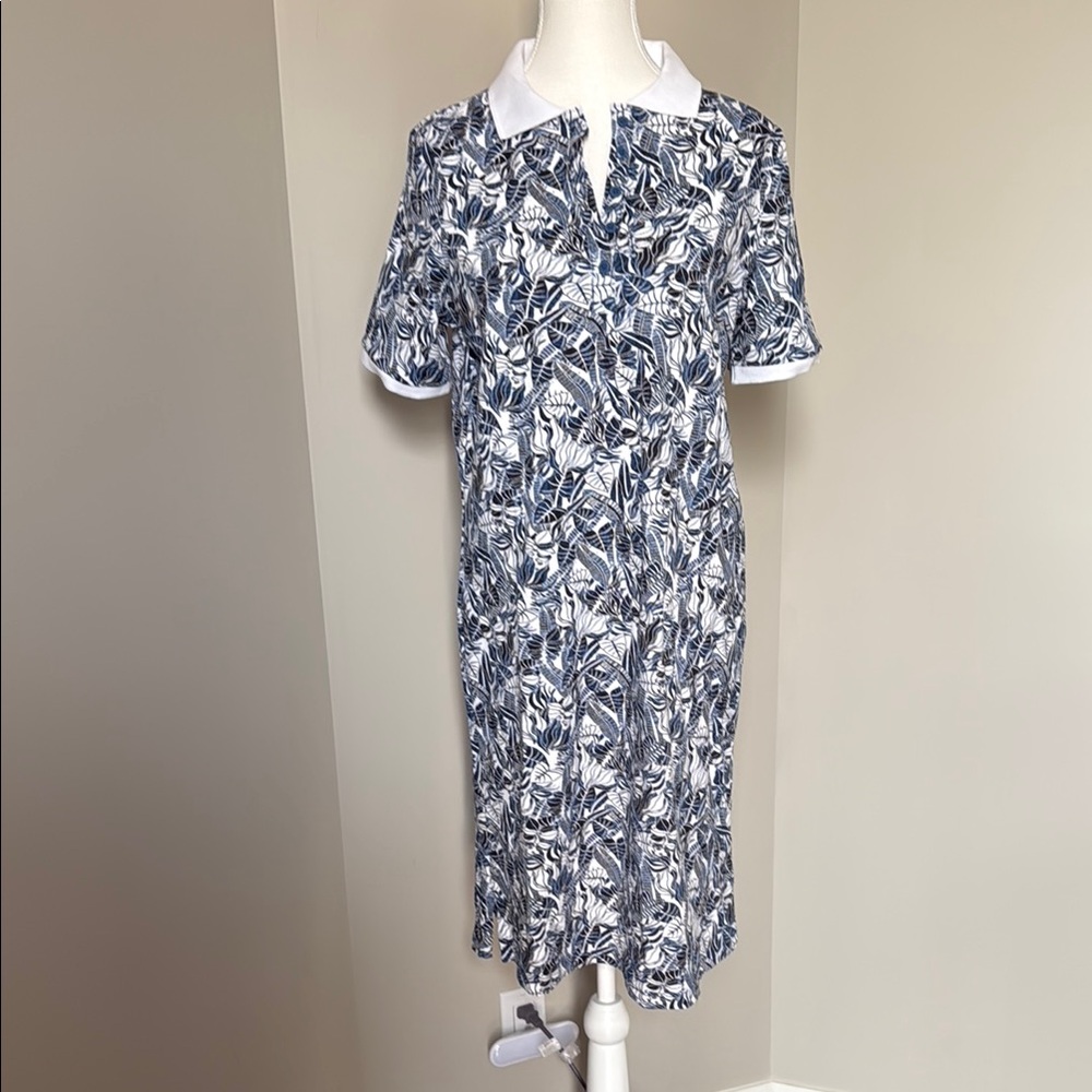 Northern Reflections Blue and White Midi Sheath Dress